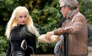 Amber Heard gets flirty with Kevin Costner [USA ONLY]